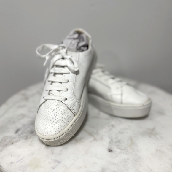 Zara White Leather Sneakers Snake Print Size 6 Lace Up - Picture 1 of 7